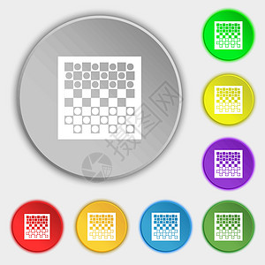 跳棋板图标标志 八个平面按钮上的符号 韦克托图片