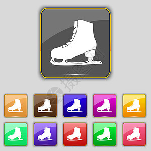 滑冰图标标志 为您的站点设置十一个彩色按钮 韦克托图片