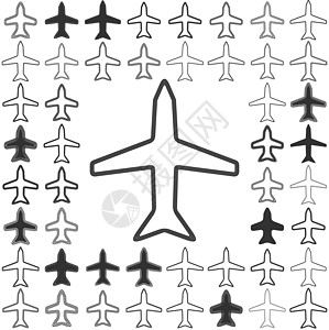 线性飞机图标设计套件图片