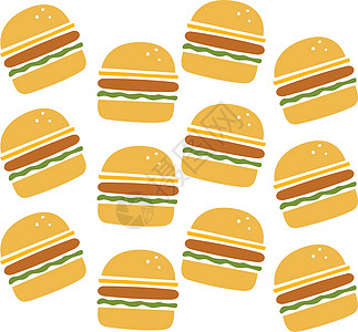 汉堡包包子芝士汉堡插图小吃牛肉面包白色食物芝麻图片