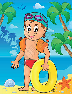 海滩海星小型游泳者主题图2设计图片