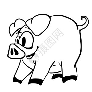 猪黑色乐趣粉色吉祥物插图宠物哺乳动物谷仓绘画微笑图片