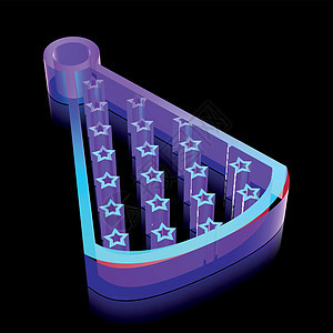 娱乐图标 3d 霓虹灯发光派对帽由玻璃制成矢量图图片
