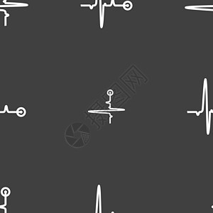 心跳标志 灰色背景上的无缝模式 韦克托专家海浪展示技术插图生活医院脉冲心脏病心电图图片