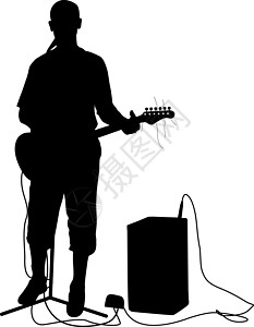 剪影音乐家弹吉他 矢量图乐器插图帽子演员扬声器音乐白色麦克风男人音乐家图片
