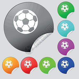 足球图标符号 套用8个多色圆环按钮 贴纸 矢量计分战略分数数字挑战徽章团队越位插图玩家图片