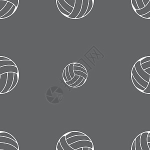排球图标标志 灰色背景上的无缝模式 韦克托闲暇竞赛户外运动截击团队竞技插图运动学校圆圈图片