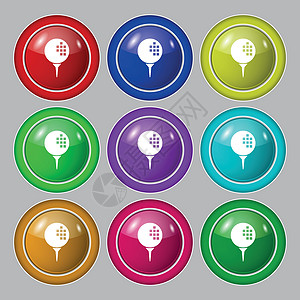 高尔夫图标标志 九个圆形彩色按钮上的符号 韦克托图片