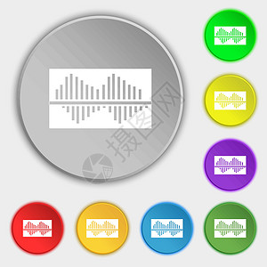 平衡器图标符号 8个平板按钮上的符号 矢量频率墙纸均衡器拨号俱乐部推介会体积界面歌曲海浪图片