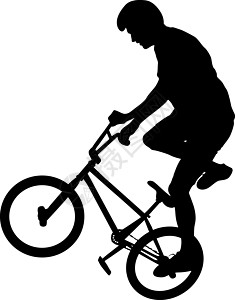 设置骑自行车的男性表演杂技旋转的剪影 它制作图案矢量图插图休闲男人活动竞争运动员运动行动旅行追求图片