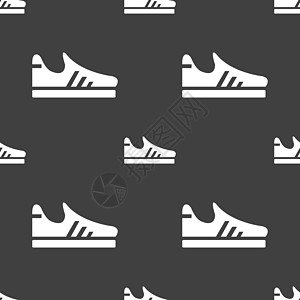 跑步鞋图标标志 灰色背景上的无缝模式 韦克托短跑插图娱乐活动运动员速度衣服运动培训师皮革图片