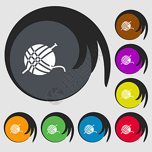 纱球图标标志 八个彩色按钮上的符号 韦克托图片