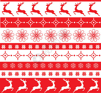 雪花图案矢量圣诞装饰品毛衣装饰季节性假期针织条纹白色星星驯鹿问候语设计图片