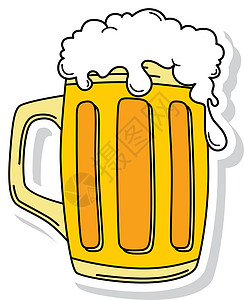 冷啤酒主题玻璃粮食花圈插图饮料酒精黑色黄色泡沫菜单图片