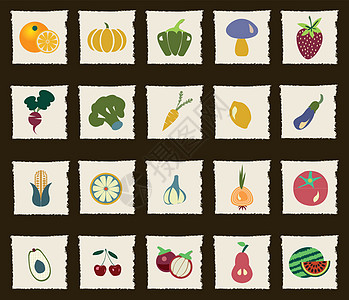 蔬菜和水果图标集图片