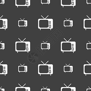 电视图标标志 灰色背景上的无缝模式 韦克托插图展示手表视频纯平广播电视节目渠道信号宽屏图片