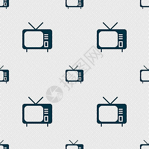 电视图标标志 具有几何纹理的无缝模式 韦克托插图互联网手表技术模拟信号宽屏屏幕监视器电视机图片