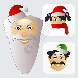 圣诞老人时尚图标在白色背景下很容易编辑 连同小姐和小精灵矢量它制作图案礼物假期装饰品设计节日短袜绘画胡须胡子卡通片图片
