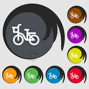 自行车图标符号 8个有色按钮上的符号 矢量交通框架艺术生态工业娱乐活动黑色速度轮子图片