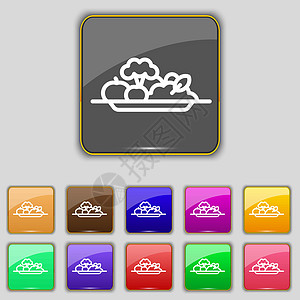 蔬菜图标标志 为您的站点设置十一个彩色按钮 韦克托图片