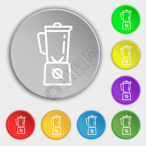 九阳榨汁机搅拌器图标符号 8个平板按钮上的符号 矢量设计图片