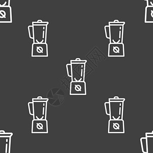 搅拌机图标标志 灰色背景上的无缝模式 韦克托榨汁机炊具水果混合器电子插图绘画果汁电气机器图片