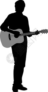 剪影音乐家弹吉他 它制作图案矢量乐器黑色男性麦克风力量练习白色演员扬声器音乐家图片