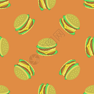 汉堡包无缝模式营养种子牛肉芝士插图芝麻蔬菜洋葱食物午餐图片