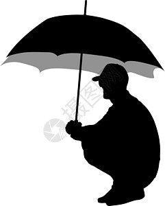 伞下男人的黑色剪影成人身体绘画艺术团体风暴活动暴雨阳伞插图图片