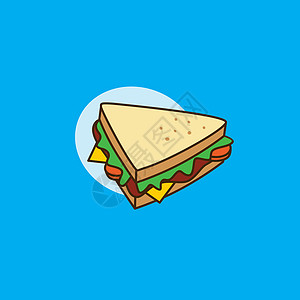 早餐卡通主题 vecto 的美味美味三明治插图种子脂肪餐厅午餐沙拉炙烤营养芝麻面包图片