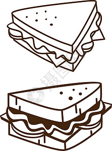 早餐卡通主题 vecto 的美味美味三明治脂肪汉堡插图午餐餐厅种子炙烤饮食营养芝麻图片