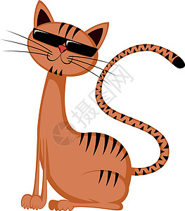可爱猫鼻子爪子太阳镜老虎吉祥物艺术毛皮卡通片哺乳动物男生图片