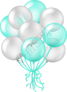薄荷绿气球装饰透明背景中气球问候语周年蓝色气泡公告惊喜广告娱乐派对友谊设计图片