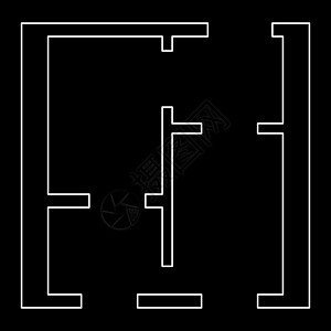 平坦工程公寓白色路径图标图片