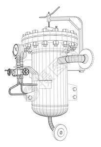 线框工业设备技术压力化学品阀门设施蓝图绘画机阀工厂力量图片