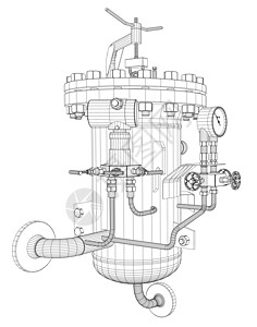 线框工业设备植物部分设施阀门化学品模型技术3d蓝图龙头图片