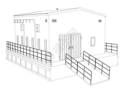 线框工业建筑框架送货建筑师房子仓库运输车库码头办公室金属图片