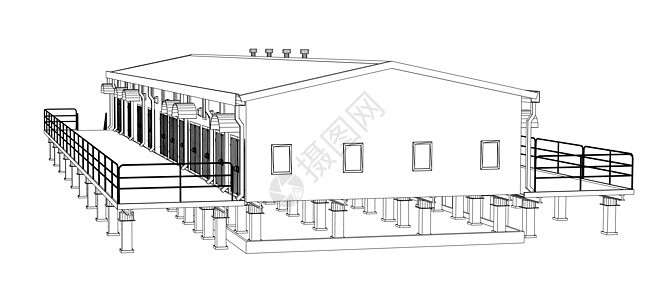 线框工业建筑码头房子职场仓库生意住房物流送货设施金属图片