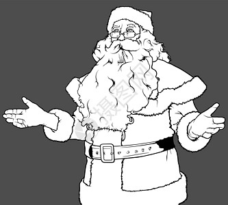圣诞老人胡须假期戏服庆典传统手势绘画插图男人草图图片