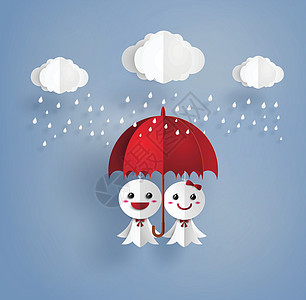 日本纸娃娃抗雨 天边生豆气象气候剪纸自由下雨天气季节性天空环境风暴图片