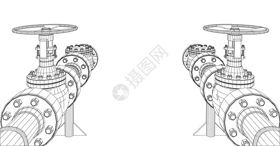 线框工业阀门压力软管工厂金属插图管道设施黑色管子工程图片