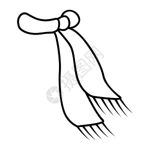 围巾图标轮廓 圣诞冬季羊毛符号设计 在白色背景上隔离的矢量图针织品卡通片衣服标识配饰黑色插图配件绘画图片
