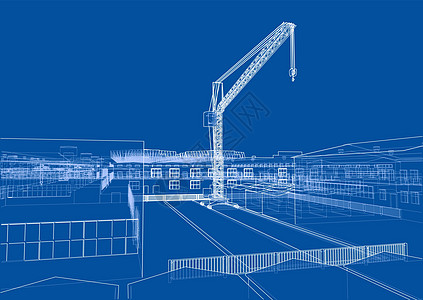 有大厦和起重机的工业区工厂草图工程场景城市白色活动天际插图工业图片