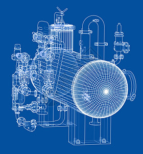 素描工业设备蓝图压力对象设施3d部分插图阀门力量配件图片
