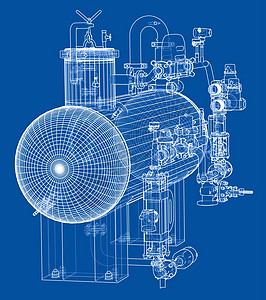 素描工业设备压力金属插图工厂绘画阀门工程设施部分管子图片
