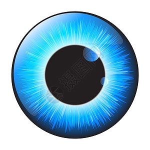 Blue iris 眼睛符合实际的矢量组合设计 在白柱上隔离绿色光学白色艺术眼球灰色反射宏观鸢尾花插图图片