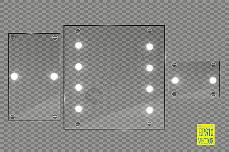 用灯隔离的化妆镜 它制作图案矢量电影广告盘子横幅销售打印后台玻璃剧院金子图片