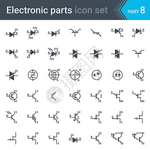 晶闸管三极管和晶体管的电气和电子电路图符号集图片