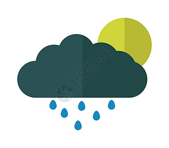 带有 ra 的云图标淋浴天空气旋艺术风暴插图气候蓝色阳伞预报图片