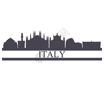 意大利天际线艺术旅行全景插图反射旅游海报城市市中心蓝色图片